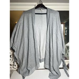 Eileen Fisher Peru Gray Poncho Cape Open Front Waterfall OS Quiet Luxury     J